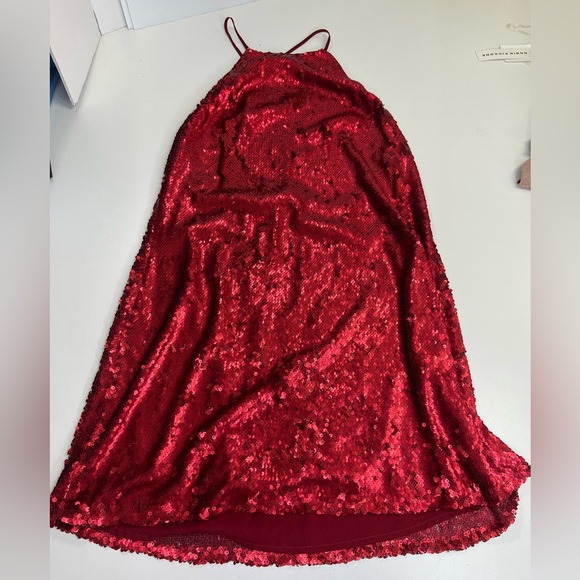 NBD Yours Truly Red Sequin Mini Dress Cocktail Semi-Formal Size Large - Picture 2 of 16